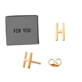 Gold Arne Jacobsen Archetype Letter Earring Sets on DLK