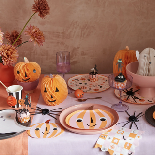 Halloween Stripy Pumpkin Party Plates on DLK