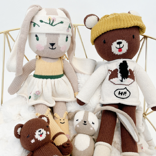 Hand Knit Bunny and Teddy Bear on DLK