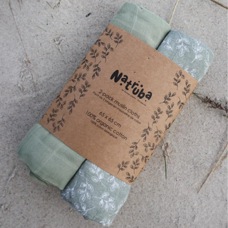Natruba Organic Muslin Leaf Print Cloth Set on DLK