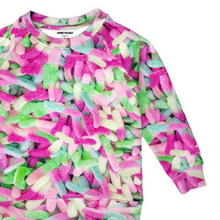 Romey Loves Lulu-Sour Gummy Worms Sweatshirt on Design Life Kids