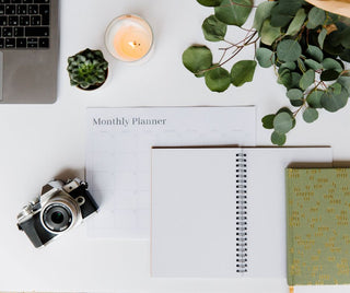 Modern Desk Setting with Planner and Notebooks at Design Life Kids