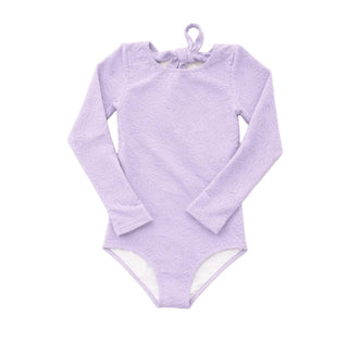 Lavender Floral Terry Long Sleeve Swimsuit Saint Ida on Design Life Kids