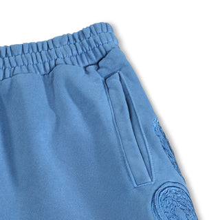 Kids blue cotton embroidered snake sweat shorts by Molo at Design Life Kids