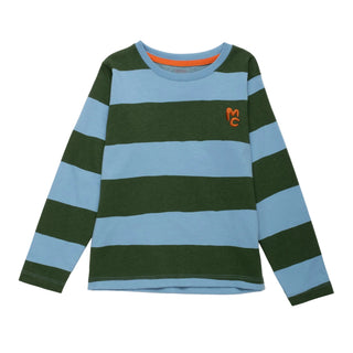 Blue & Green Rugby Stripe Long Sleeve T-Shirt Mon Coeur on Design Life Kids