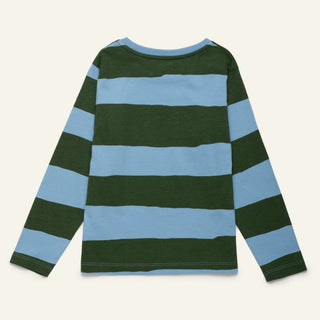 Blue & Green Rugby Stripe Long Sleeve T-Shirt Mon Coeur on Design Life Kids