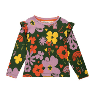 Wildflower Ruffle Long Sleeve T-Shirt Mon Coeur on Design Life Kids