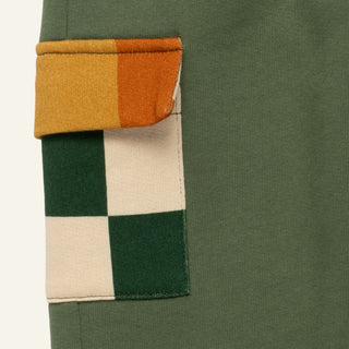 Green Checkered Pocket Jogger Mon Coeur on Design Life Kids