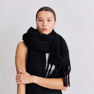 Luxurious Black Reykjavik Scarf - 100% Recycled Materials at DLK