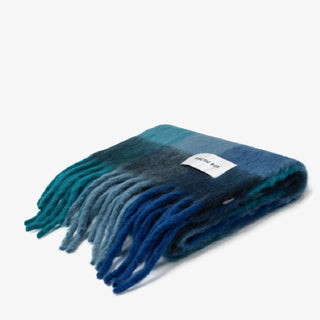 Blue Check Reykjavik Scarf - 100% Recycled Materials at DLK