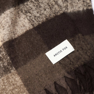 Brown Check Reykjavik Scarf - 100% Recycled Materials at DLK