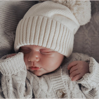 Organic Baby Pom Pom Beanie at Design Life Kids