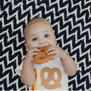 Sourdough Pretzel Natural Rubber Baby Teether at Design Life Kids