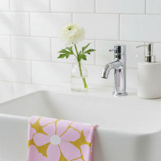 Pink and Gold Floral Print Hand Towels at DLK