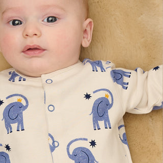 Bonnie Mob Organic Baby Onesie Elephant Print at Design Life Kids