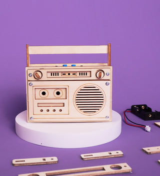 Wooden Voice Recording Boombox STEM Kit on Design Life Kids