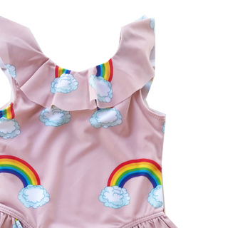 Romey Loves Lulu-Rainbow Ruffle Swimsuit on Design Life Kids