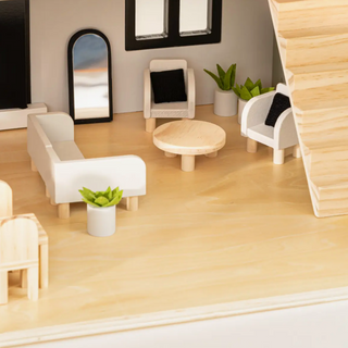 Wooden Dollhouse Living Room Furniture & Accessories