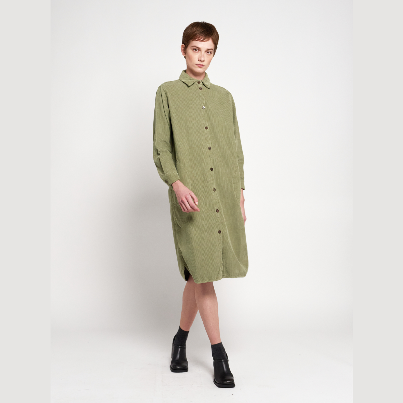 Womens Corduroy Shirt Dress - Main Image