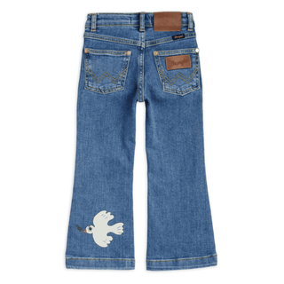 Mini Rodini x Wrangler Peace Dove Flared Jeans for Kids on DLK