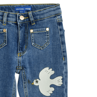 Mini Rodini x Wrangler Peace Dove Flared Jeans for Kids on DLK