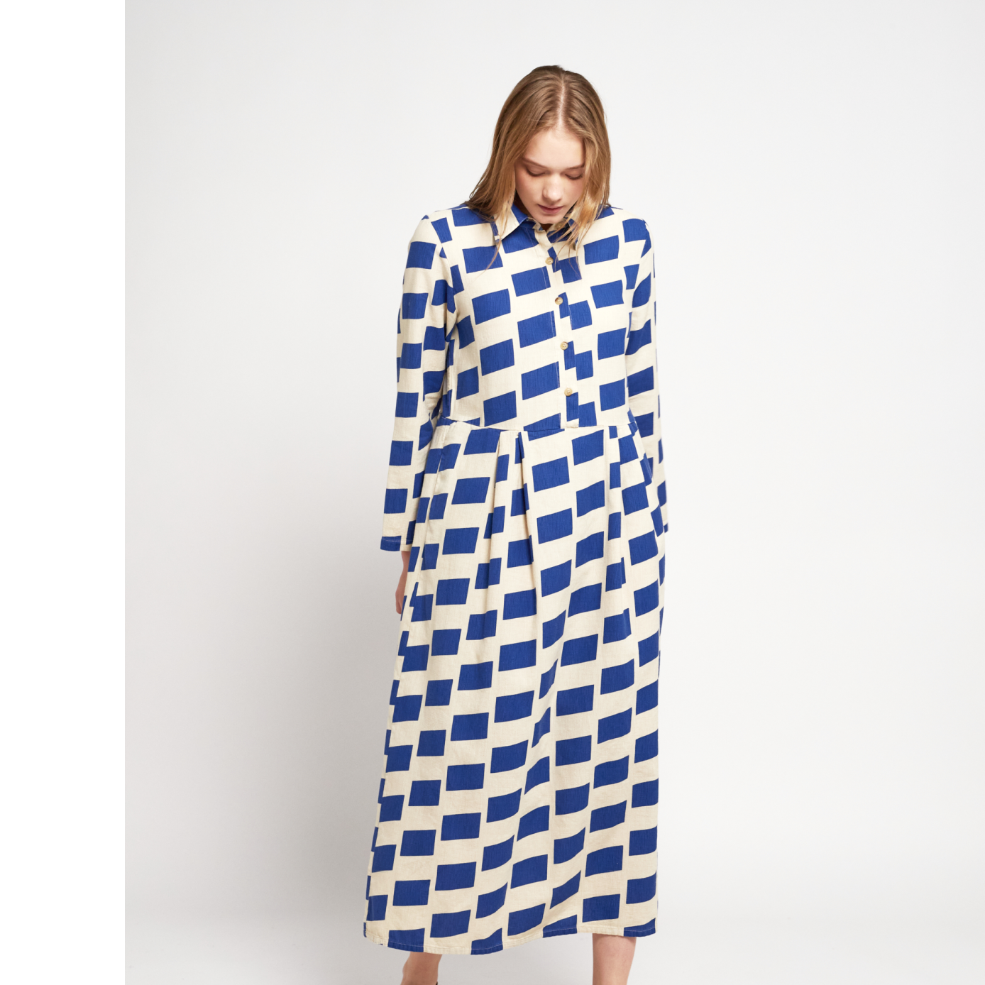 Check Flared Long Shirt Dress Check Flared Long Shirt Dress