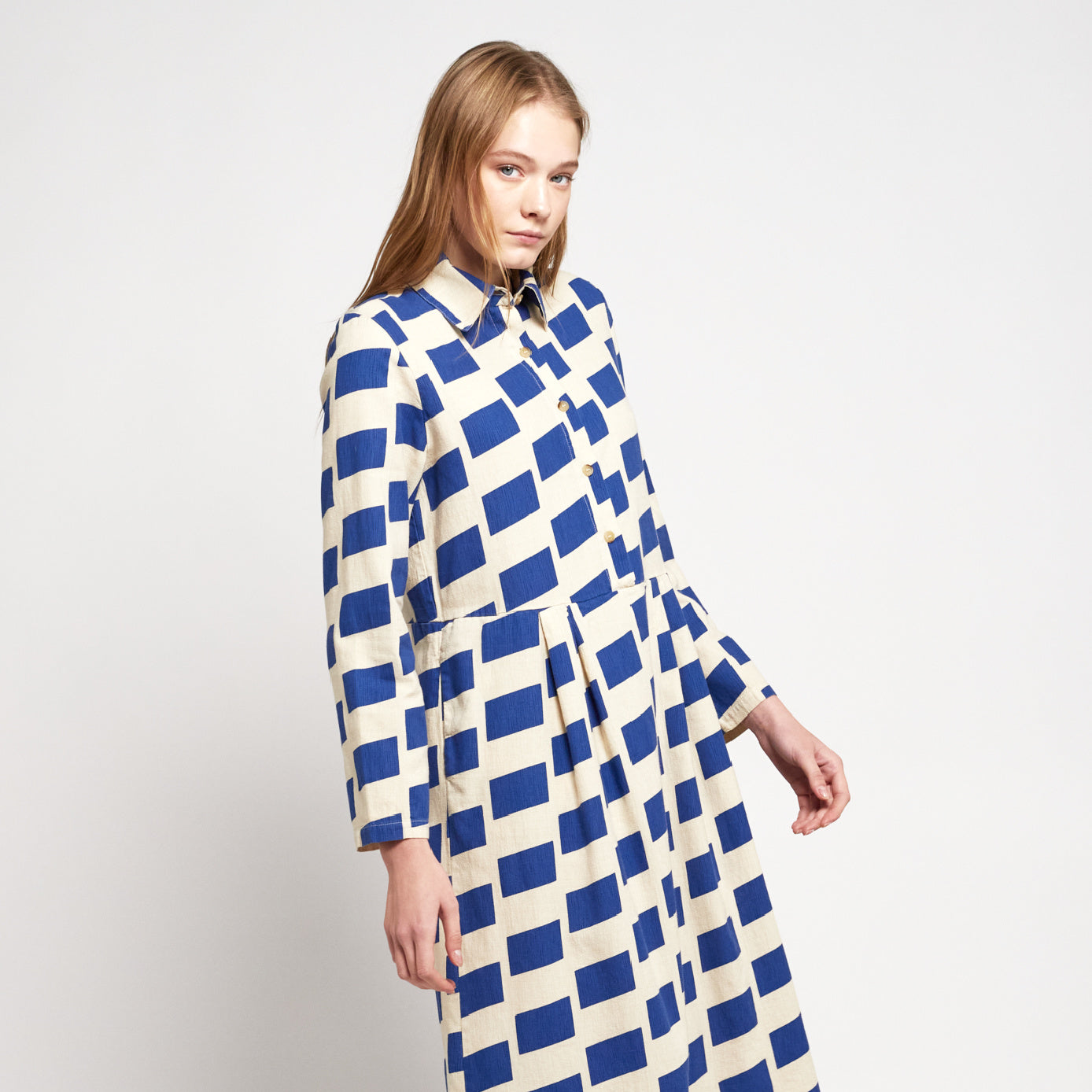 Check Flared Long Shirt Dress Check Flared Long Shirt Dress