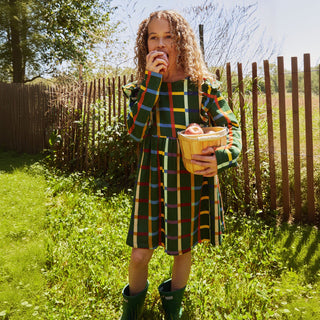 Fall Grid Ruffle Dress Mon Coeur on Design Life Kids