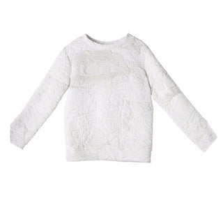 Girls White Grey Modern Sweater at Design Life Kids