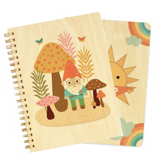 Gnome Woodland Wooden Notebook on DLK