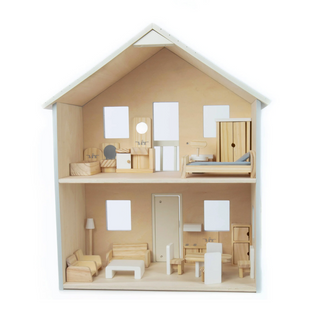 Grey Wooden Dollhouse Set Grove on Design Life Kids