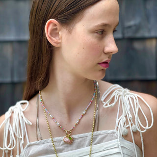 Gunner and Lux Beaded Pearl Floral Heart Necklace at DLK