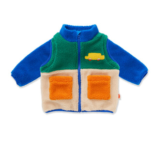 Beep Beep Sherpa Jacket Vest Halcyon Nights on Design Life Kids