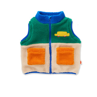 Beep Beep Sherpa Jacket Vest Halcyon Nights on Design Life Kids