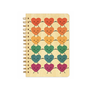 Happy Hearts Wood Notebook on DLK