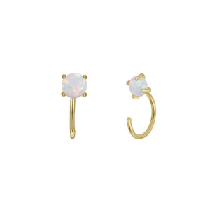 JaxKelly White Opal Huggie Earrings at DLK