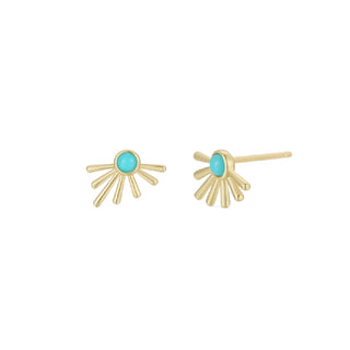JaxKelly Turquoise Sun Ray Gold Earrings at Design Life Kids