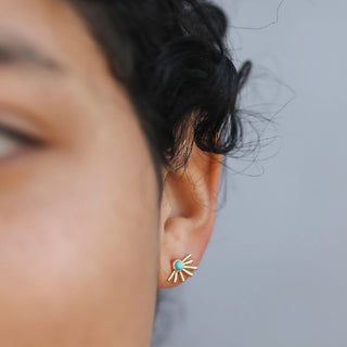 JaxKelly Turquoise Sun Ray Gold Earrings at Design Life Kids