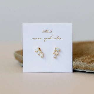 JaxKelly White Opal Offset Earrings at Design Life Kids