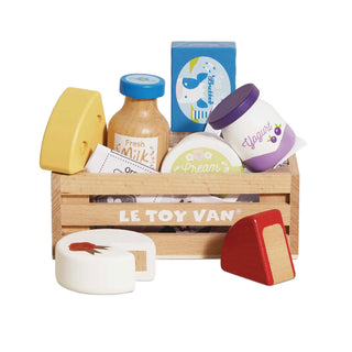 Le Toy Van Cheese & Dairy Wooden Crate Playset at Design Life Kids