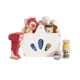 Le Toy Van Wooden Grocery Basket Scanner and Food at Design Life Kids