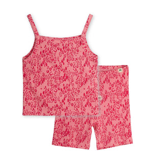 Mini Rodini Kids Pink Leopard Print Shorts on Design Life Kids