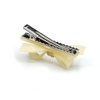 Lilies & Roses Satin White Bow Hair Clip at Design Life Kids