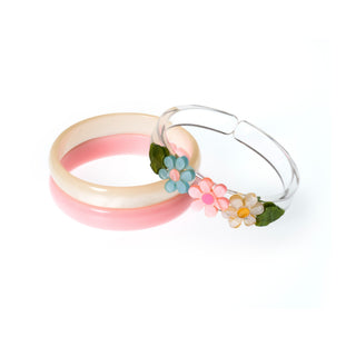 Lilies & Roses Daisy Flowers & Pearlized Bracelet Set at DLK