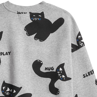 Little Man Happy Black Cat Crewneck Sweatshirt at DLK