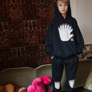 Little Man Happy Hand Print Sweatpants for kids at DLK
