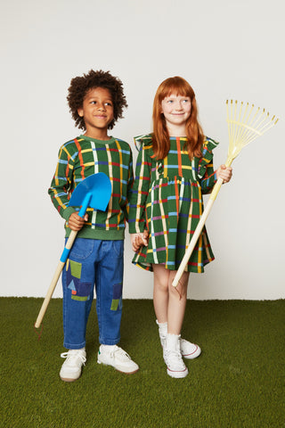 Fall Grid Ruffle Dress Mon Coeur on Design Life Kids