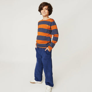 Chestnut & Navy Rugby Stripe Long Sleeve T-Shirt Mon Coeur on Design Life Kids