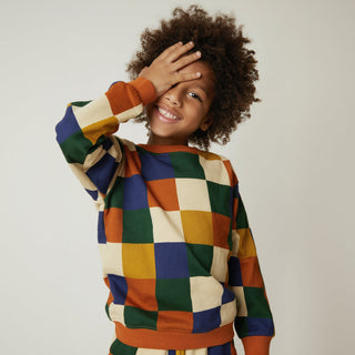 Fall Checkered Sweatshirt Mon Coeur on Design Life Kids