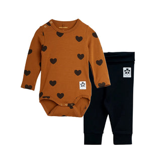 Mini Rodini Baby Hearts Print Bodysuit & Leggings Set at Design Life Kids